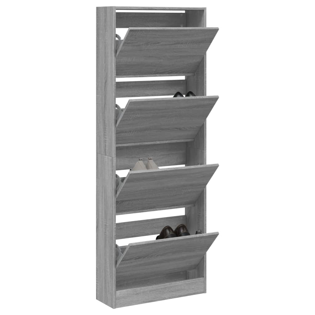 VidaXL Schuhschrank 60 x 21 x 163,5 cm, Holzwerkstoff, graue Sonoma-Eiche