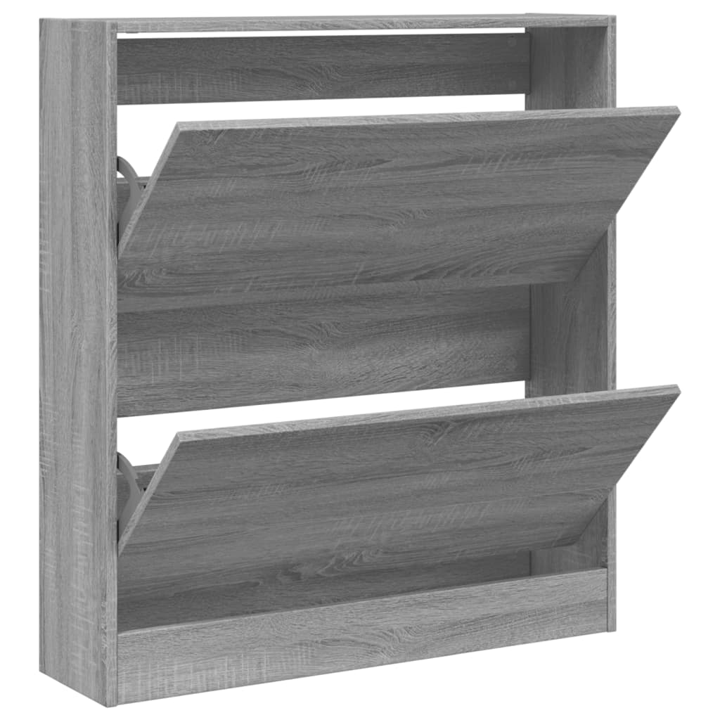 VidaXL Schuhschrank 80 x 21 x 87,5 cm, Holzwerkstoff, Farbe Sonoma-Eiche, Grau