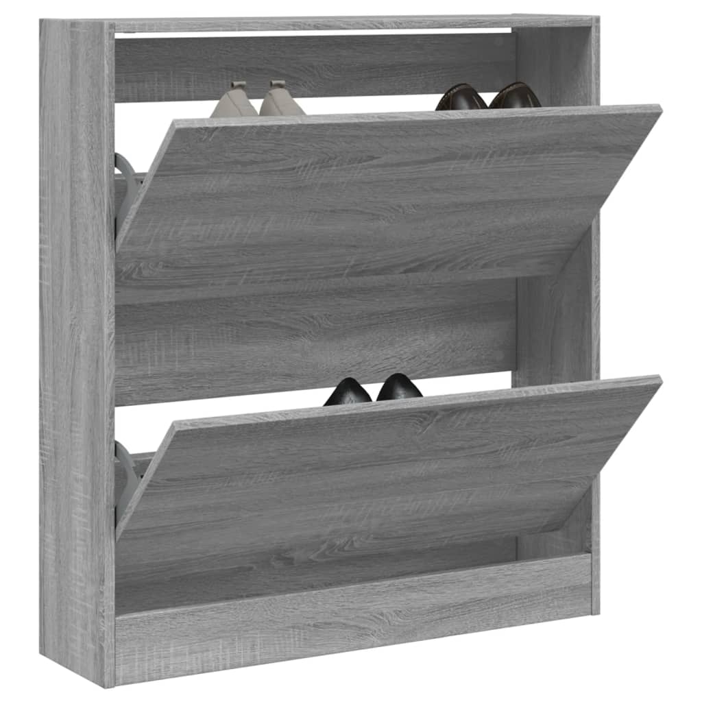 VidaXL Schuhschrank 80 x 21 x 87,5 cm, Holzwerkstoff, Farbe Sonoma-Eiche, Grau