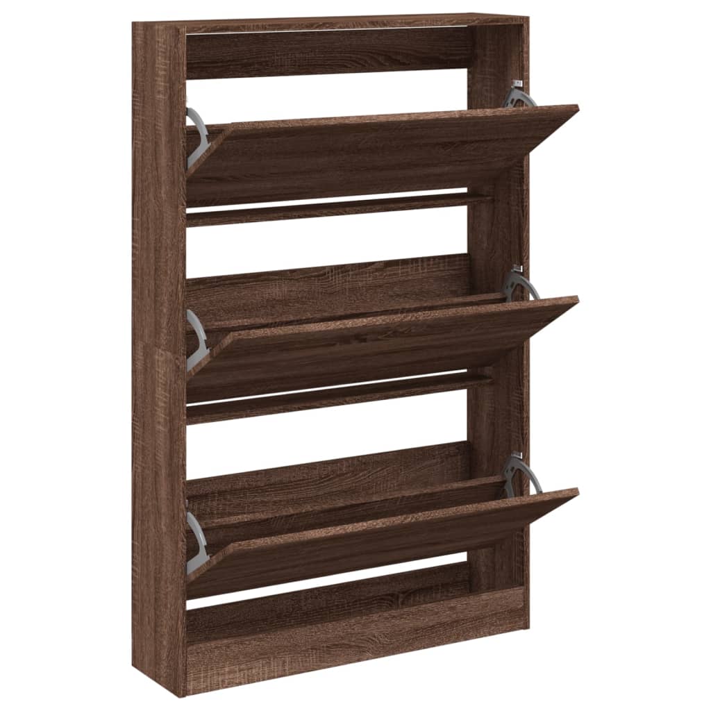 VidaXL Schuhschrank 80x21x125,5 cm, fertige Holzfarbe, braune Eiche