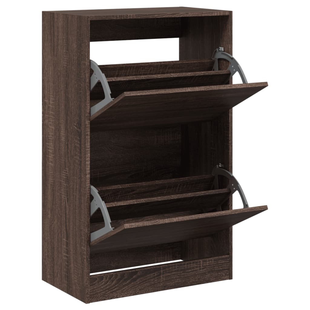 VidaXL Schuhschrank 60x34x96,5 cm, fertige Holzfarbe, braune Eiche