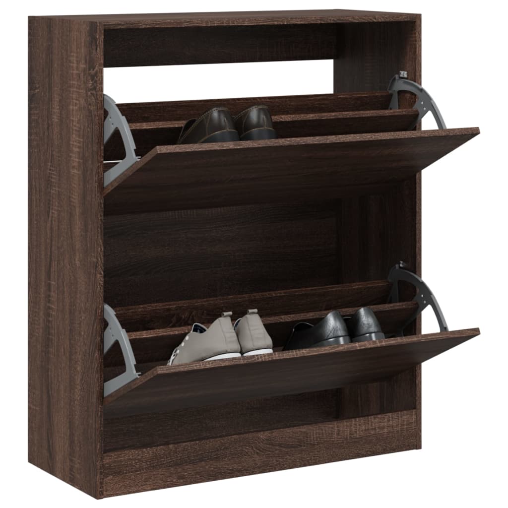 VidaXL Schuhschrank 80x34x96,5 cm, fertige Holzfarbe, braune Eiche
