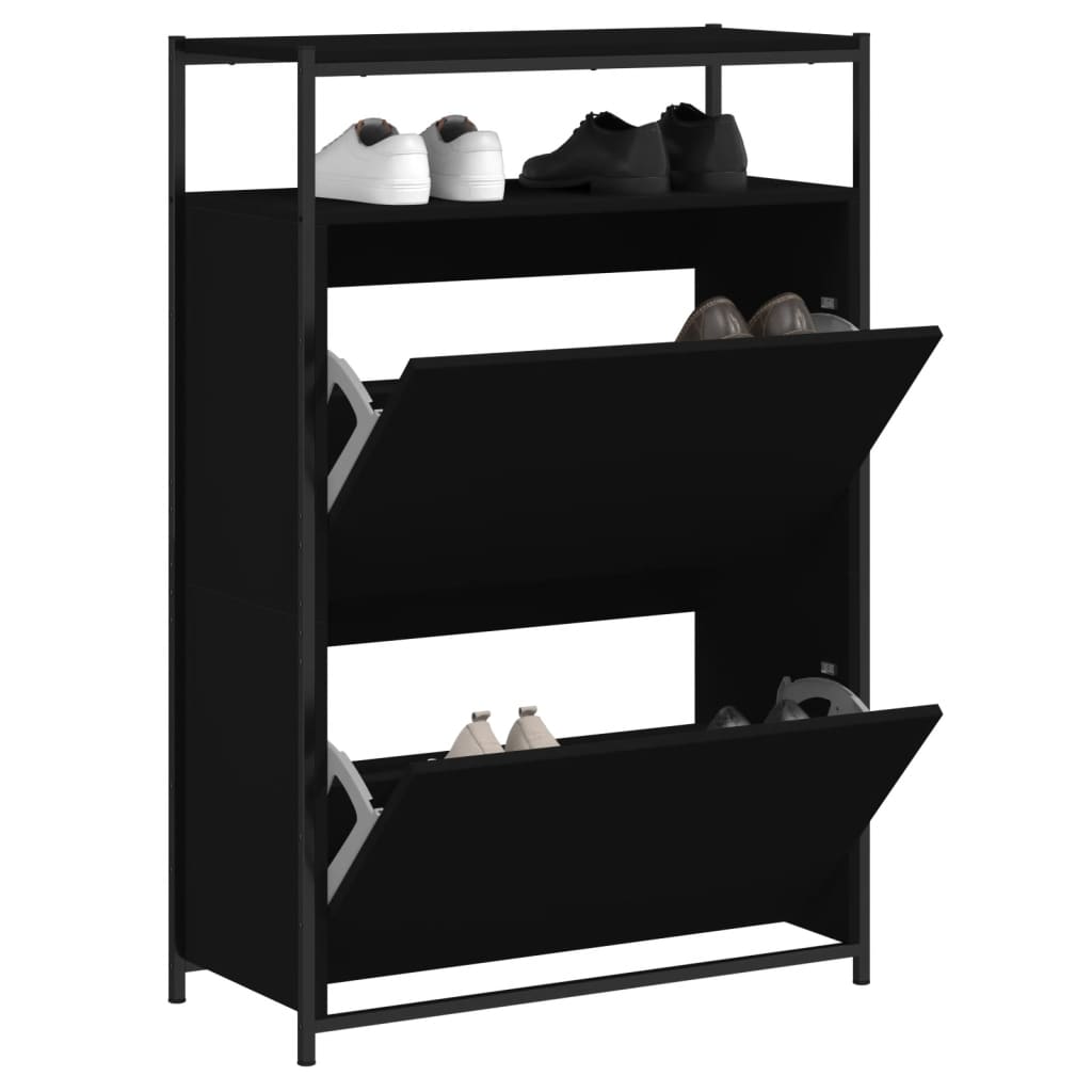 VidaXL Schuhschrank 75x34x112 cm lackiertes Holz schwarz
