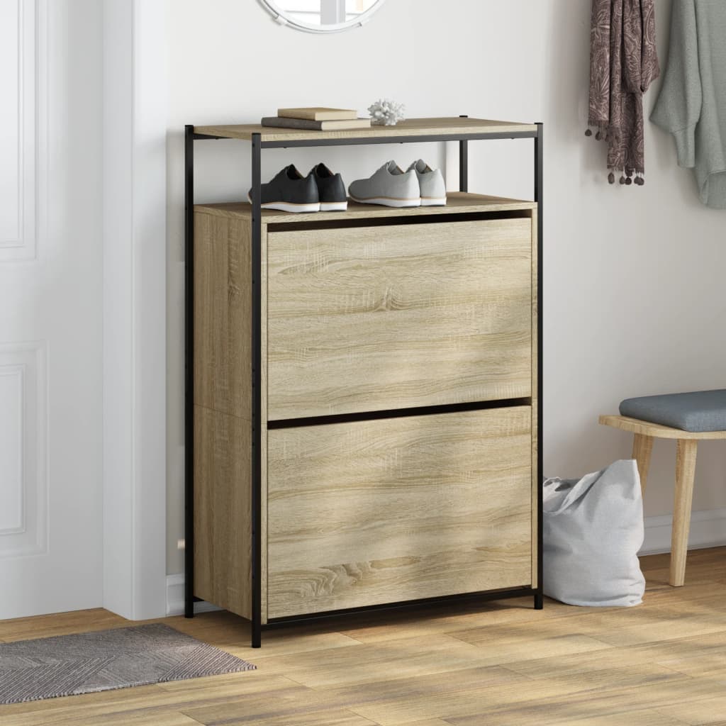 VidaXL Schuhschrank 75x34x112 cm Holzwerkstoff Sonoma-Eiche