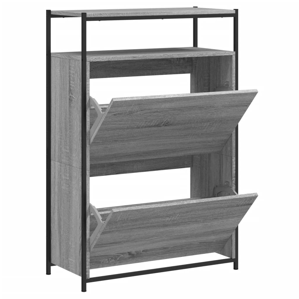 VidaXL Schuhschrank 75x34x112 cm, Holzwerkstoff, Farbe Sonoma-Eiche, Grau