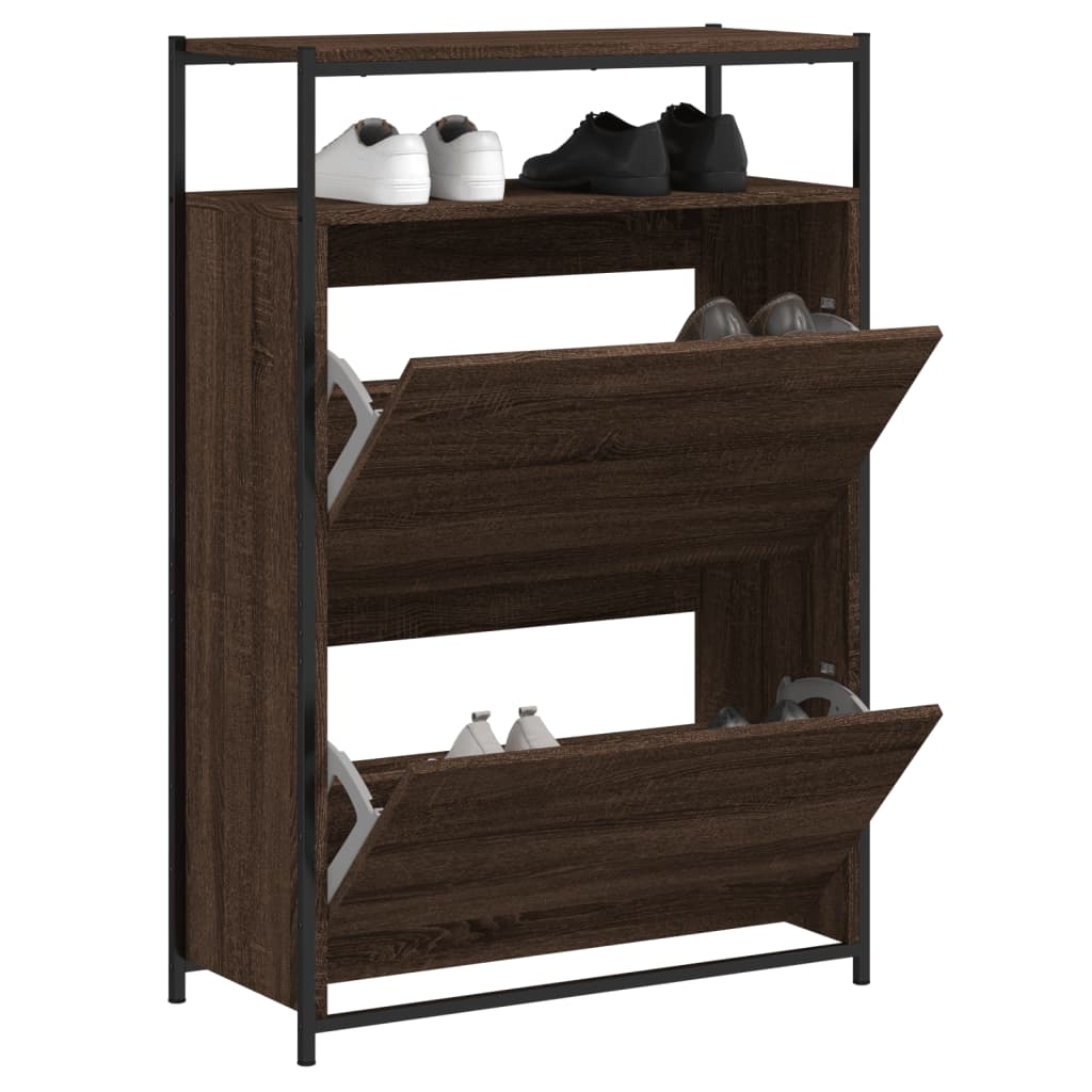 VidaXL Schuhschrank 75x34x112 cm, fertige Holzfarbe, braune Eiche