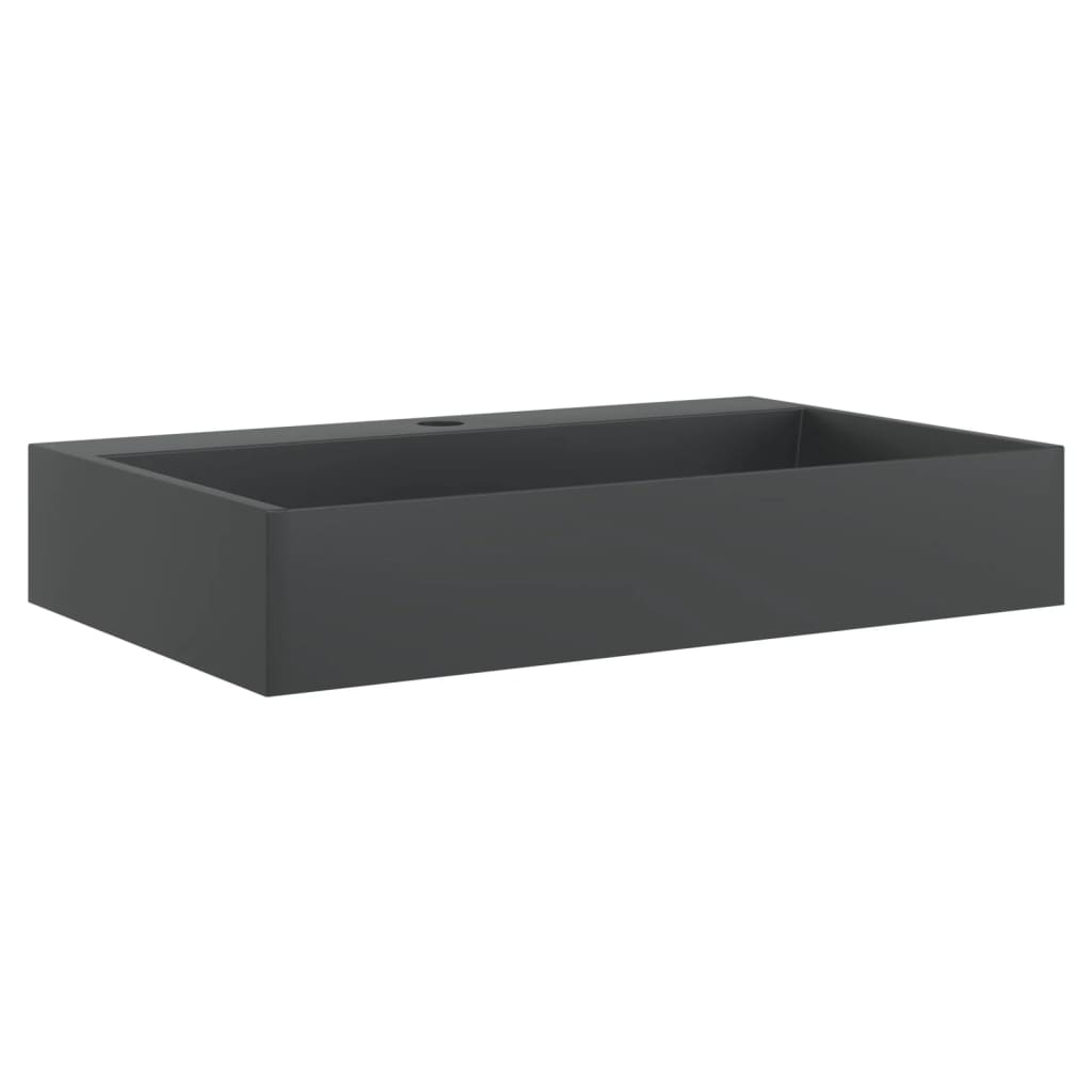 VidaXL Waschbecken 60x38x11 cm, Mineralgussmarmor mattschwarz