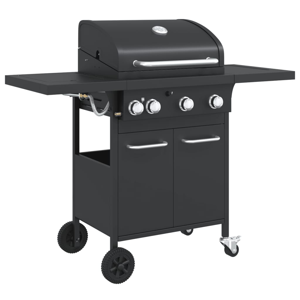 VidaXL Gasgrill mit 4 Brennern, pulverbeschichteter Stahl, schwarz