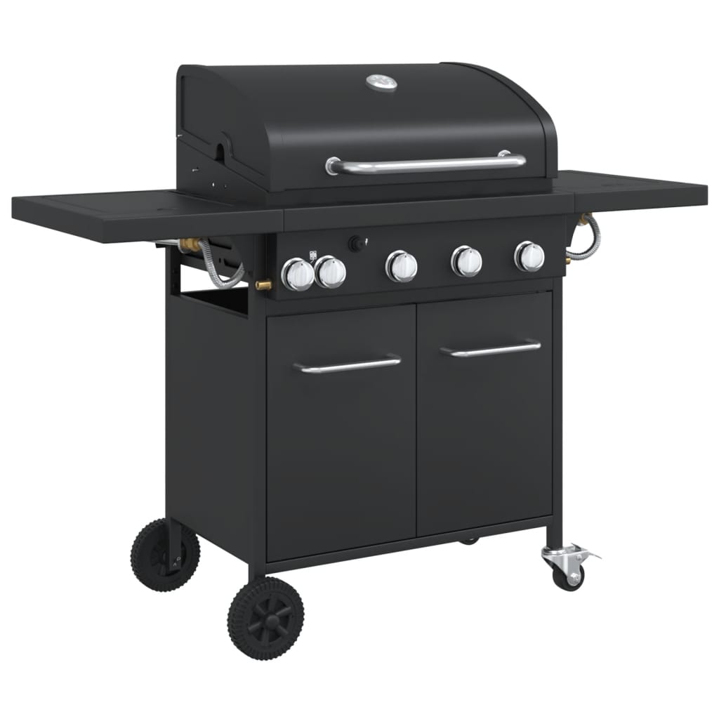 VidaXL Gasgrill mit 5 Brennern, pulverbeschichteter Stahl, schwarz