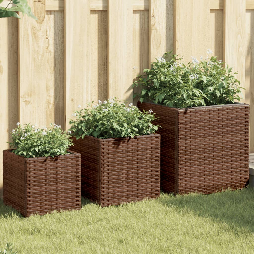 VidaXL Pflanzgefäße 3 Stk. Polyrattan braun