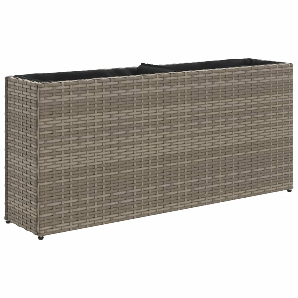 VidaXL Pflanzgefäß mit 2 Töpfen 90x20x40 cm Polyrattan grau