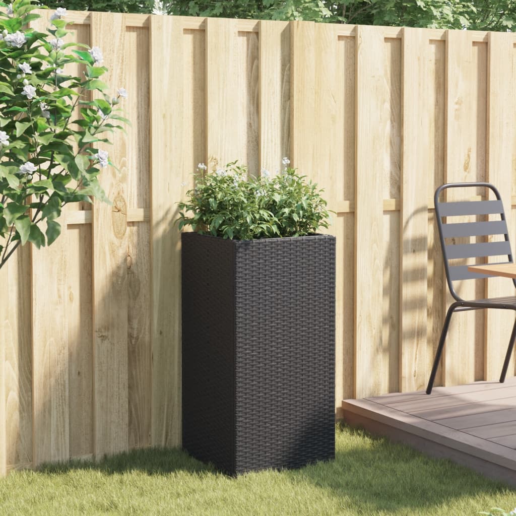 Vidaxx Pflanzgefäß 40x40x80 cm Polyrattan schwarz