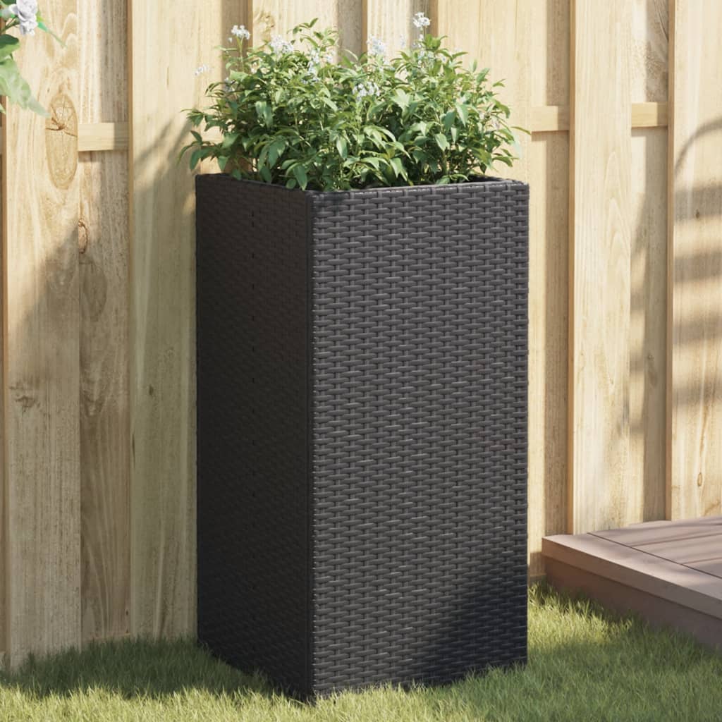 Vidaxx Pflanzgefäß 40x40x80 cm Polyrattan schwarz