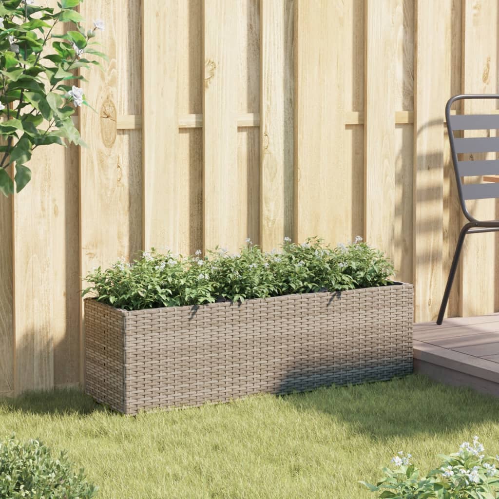 VidaXL Pflanzgefäß mit 3 Töpfen 105x30x32 cm Polyrattan grau