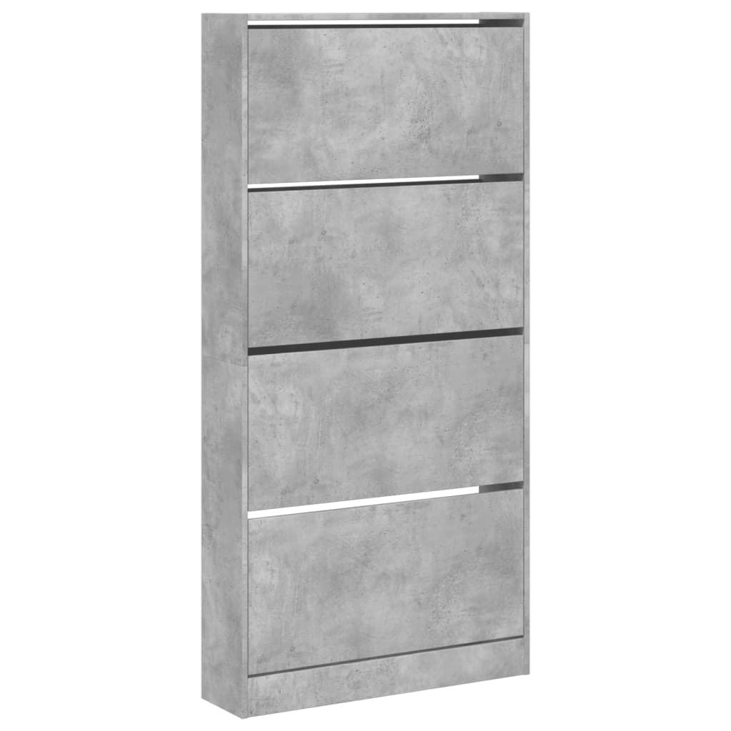 VidaXL Schuhschrank mit 4 klappbaren Schubladen 80x21x163,5 cm betongrau