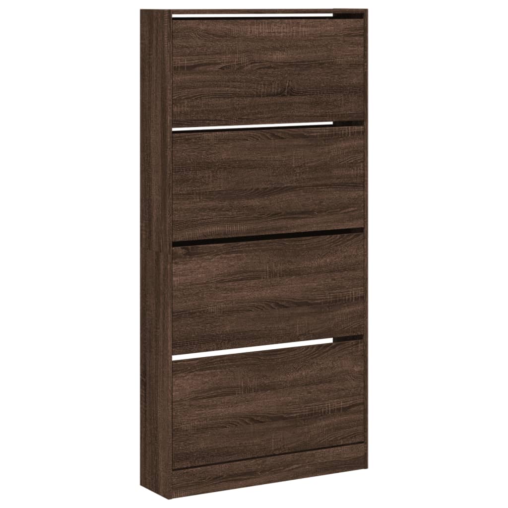 VidaXL Schuhschrank mit 4 klappbaren Schubladen 80x21x163,5 cm, Farbe Eiche braun