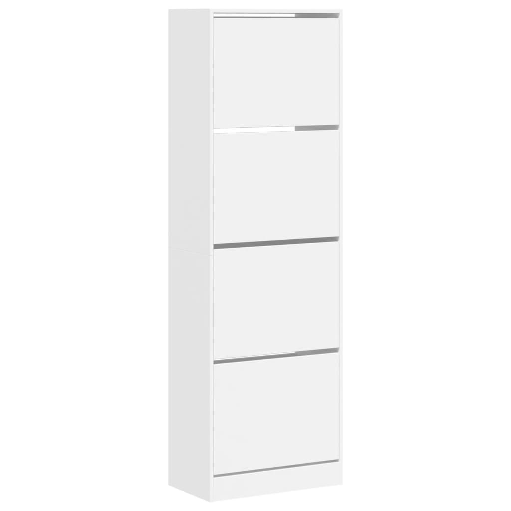 VidaXL Schuhschrank mit 4 Klappschubladen 60x34x187,5 cm weiß