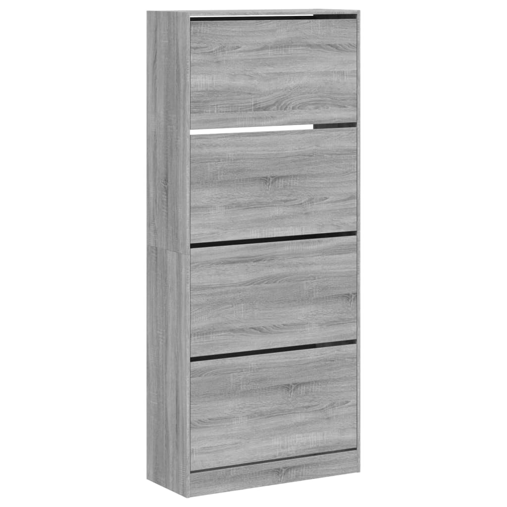 VidaXL Schuhschrank mit 4 klappbaren Schubladen 80x34x187,5 cm grau sonoma