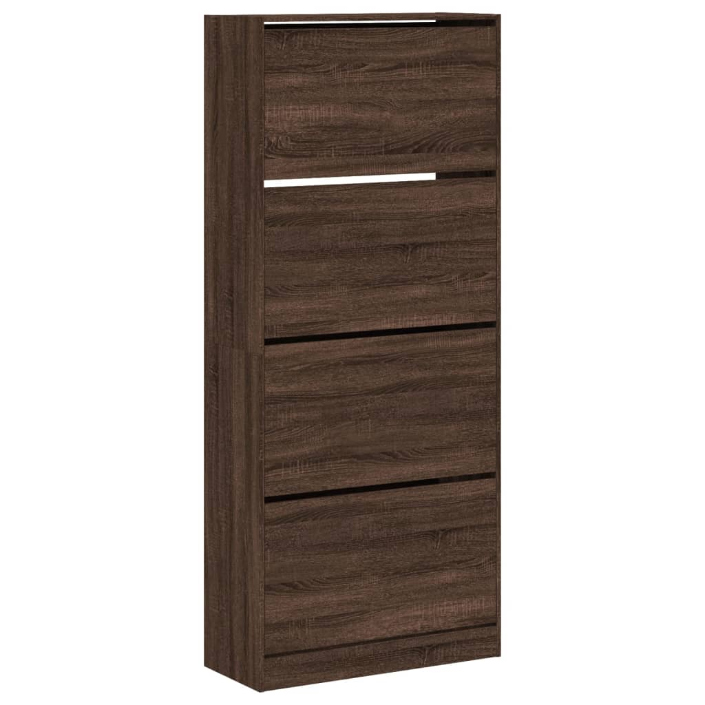 VidaXL Schuhschrank mit 4 klappbaren Schubladen 80 x 34 x 187,5 cm, Farbe Eiche braun