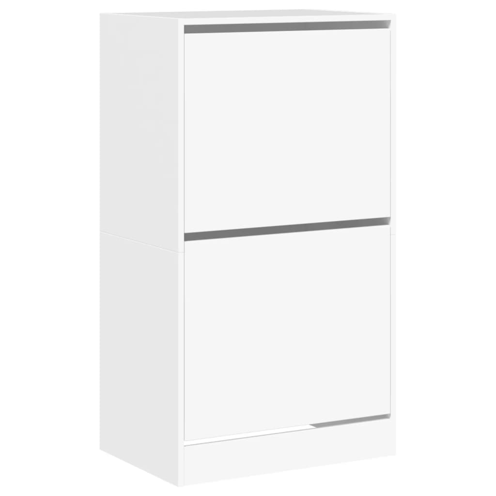 VidaXL Schuhschrank mit 2 Klappschubladen 60x42x108 cm weiß