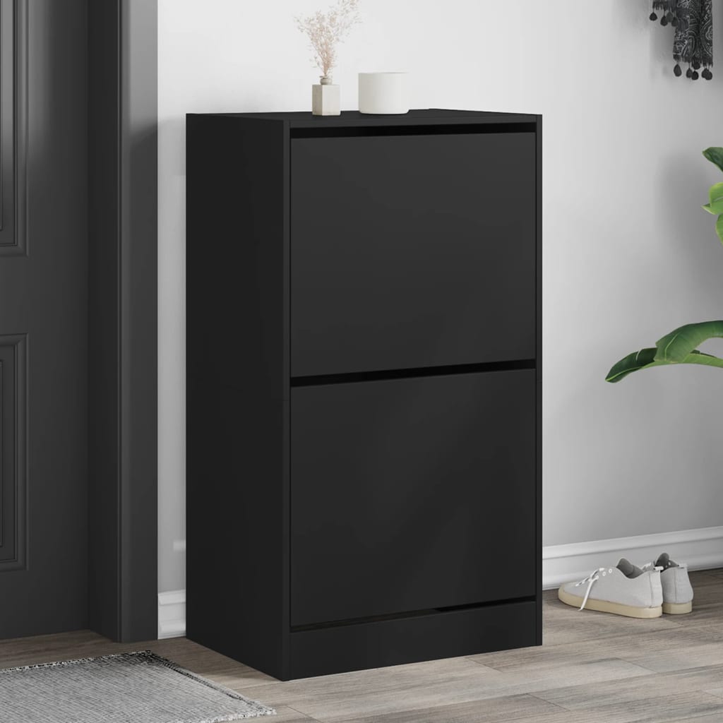 VidaXL Schuhschrank mit 2 Klappschubladen 60x42x108 cm schwarz
