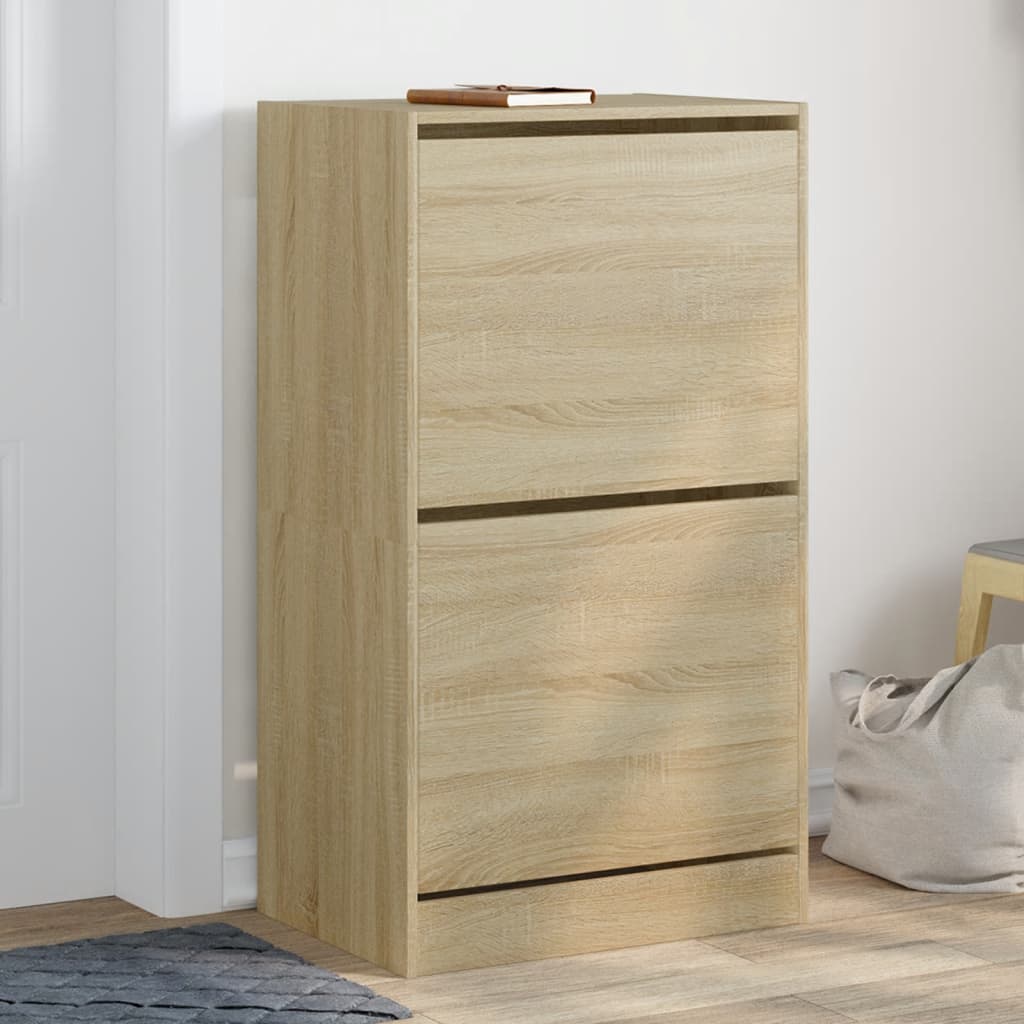 VidaXL Schuhschrank mit 2 klappbaren Schubladen 60x42x108 cm Sonoma-Eiche
