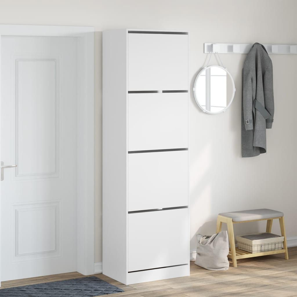 VidaXL Schuhschrank mit 4 Klappschubladen 60x42x204 cm weiß