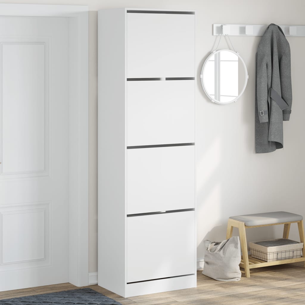 VidaXL Schuhschrank mit 4 Klappschubladen 60x42x204 cm weiß