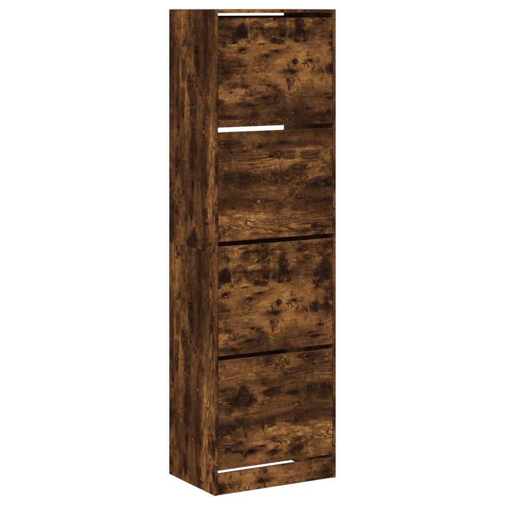 VidaXL Schuhschrank mit 4 klappbaren Schubladen 60x42x204 cm Räuchereiche