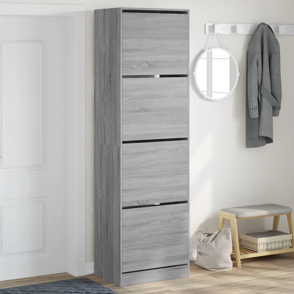 VidaXL Schuhschrank mit 4 Klappschubladen 60x42x204 cm Sonomagrau