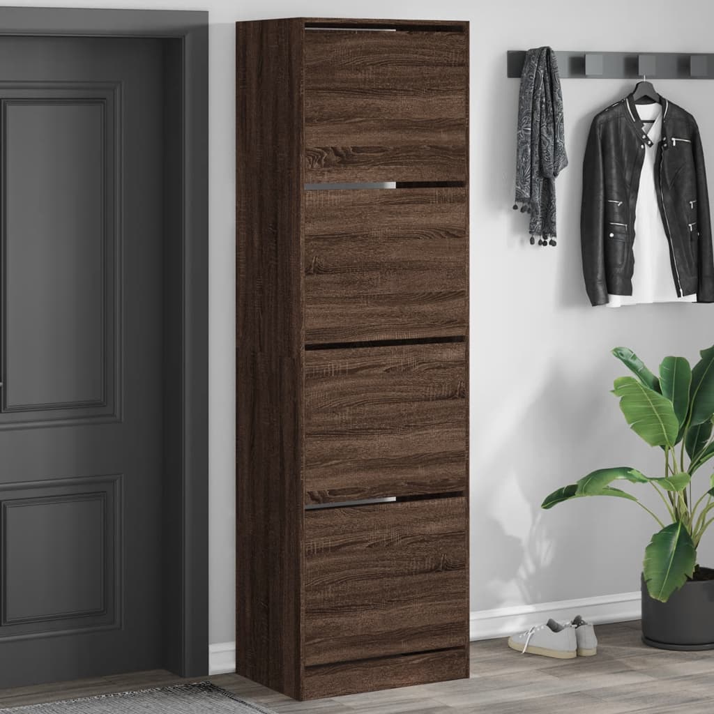 VidaXL Schuhschrank mit 4 klappbaren Schubladen 60x42x204 cm, Farbe Eiche braun