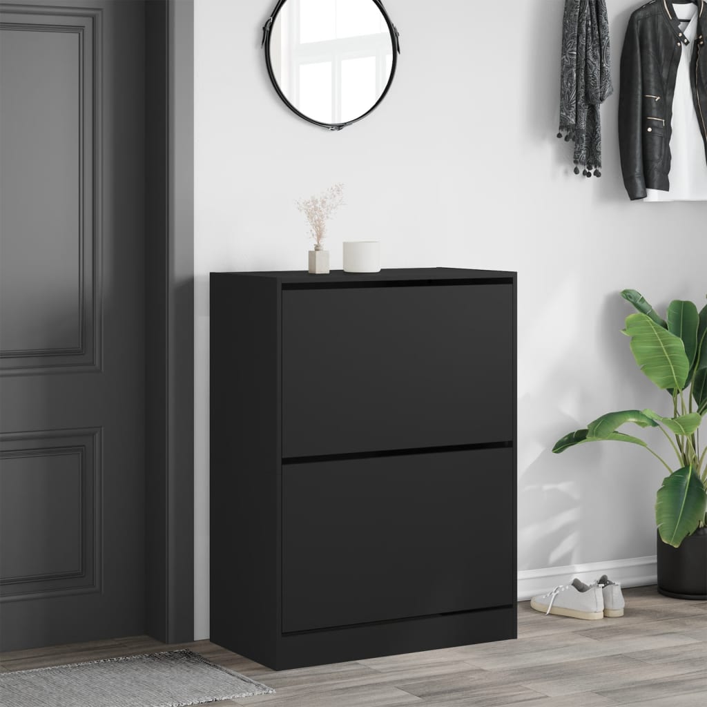 VidaXL Schuhschrank mit 2 Klappschubladen 80x42x108 cm schwarz