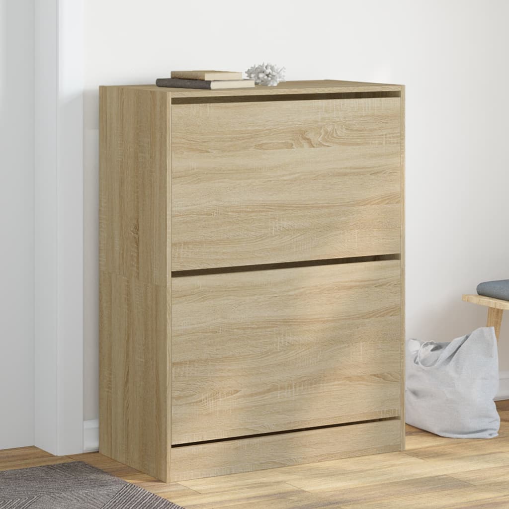 VidaXL Schuhschrank mit 2 klappbaren Schubladen 80x42x108 cm Sonoma-Eiche