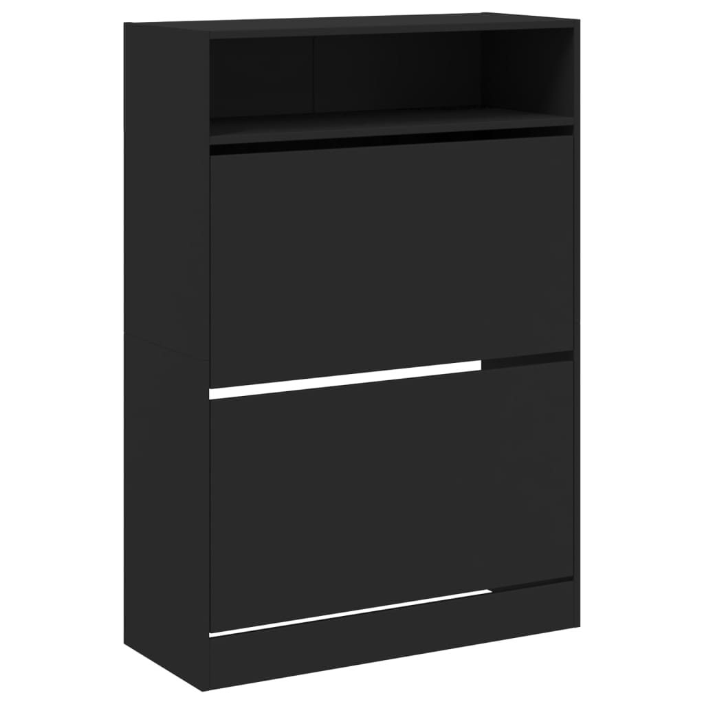 VidaXL Schuhschrank mit 2 Klappschubladen 80x34x116 cm schwarz