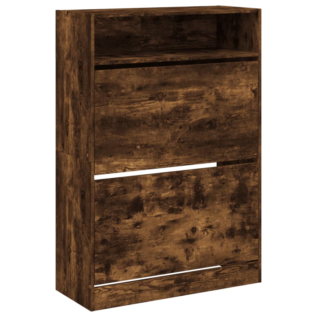 VidaXL Schuhschrank mit 2 klappbaren Schubladen 80x34x116 cm Räuchereiche