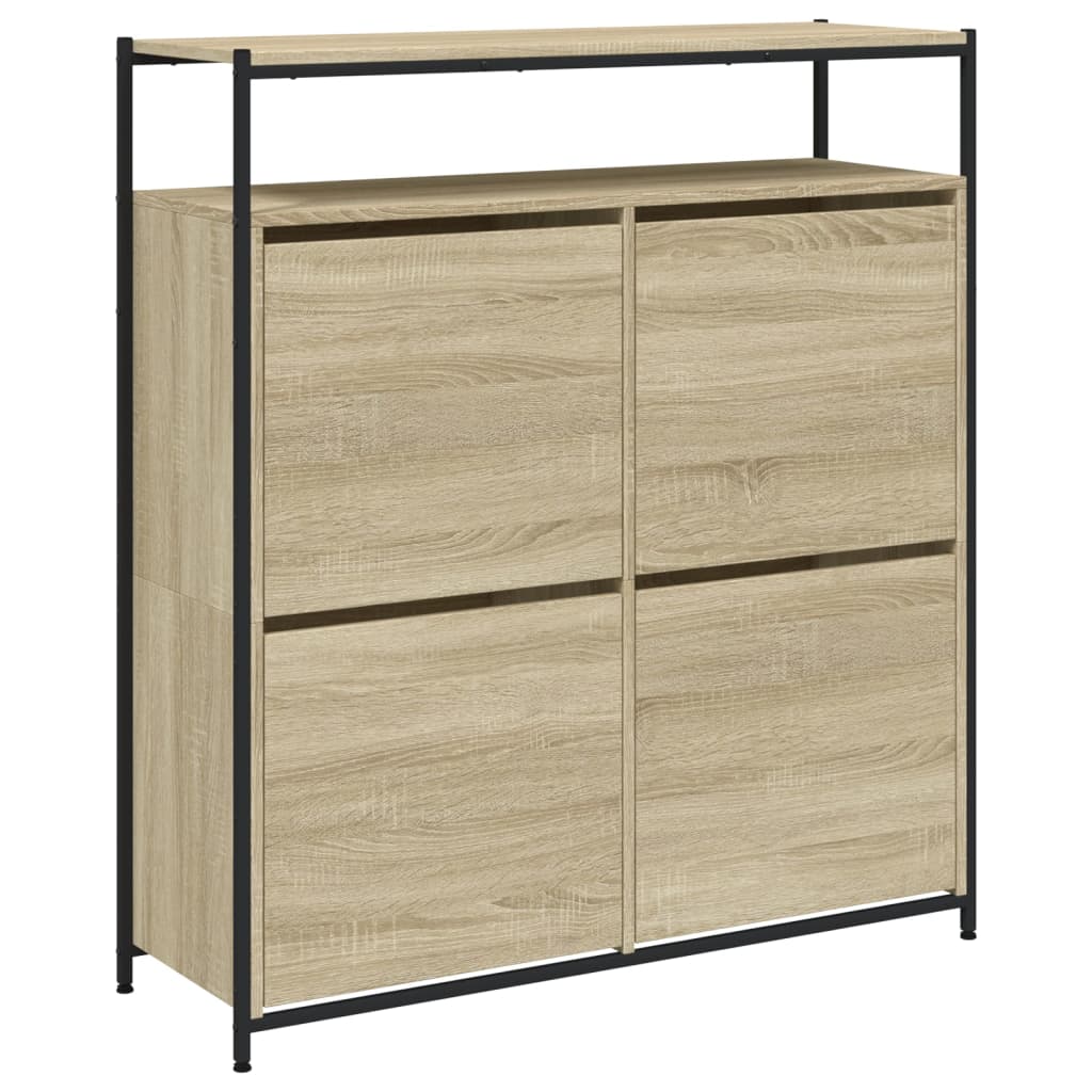 VidaXL Schuhschrank mit 4 klappbaren Schubladen 100x34x112 cm Sonoma-Eiche