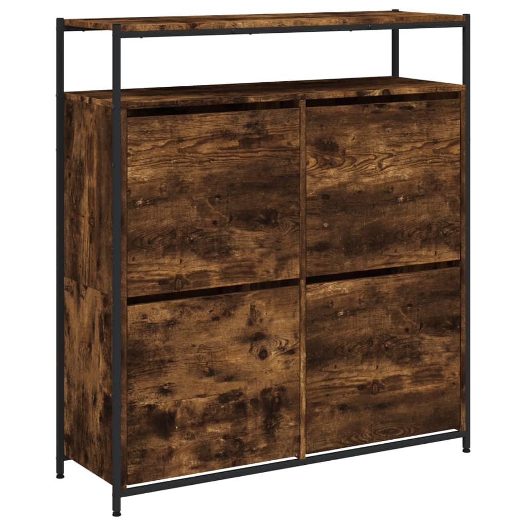 VidaXL Schuhschrank mit 4 klappbaren Schubladen 100x34x112 cm Räuchereiche
