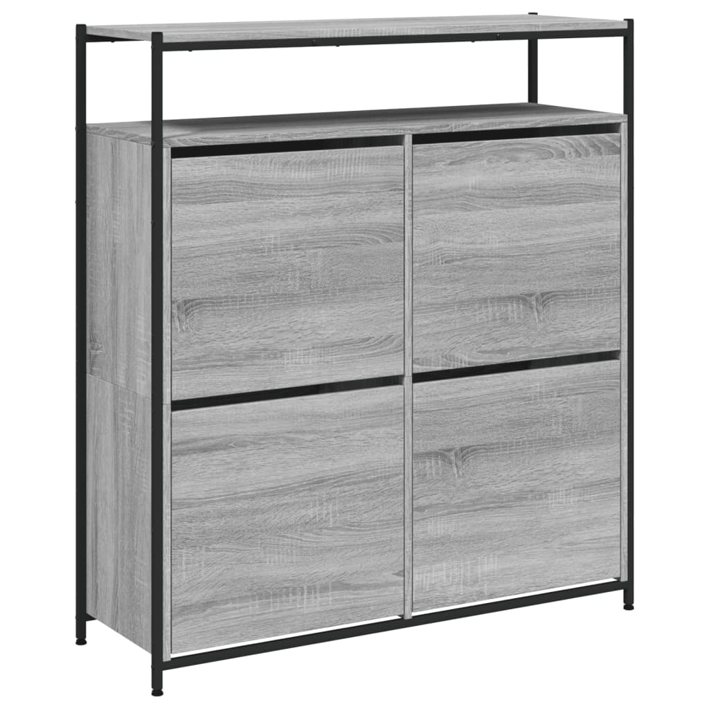 VidaXL Schuhschrank mit 4 klappbaren Schubladen 100x34x112 cm graue Sonoma-Eiche