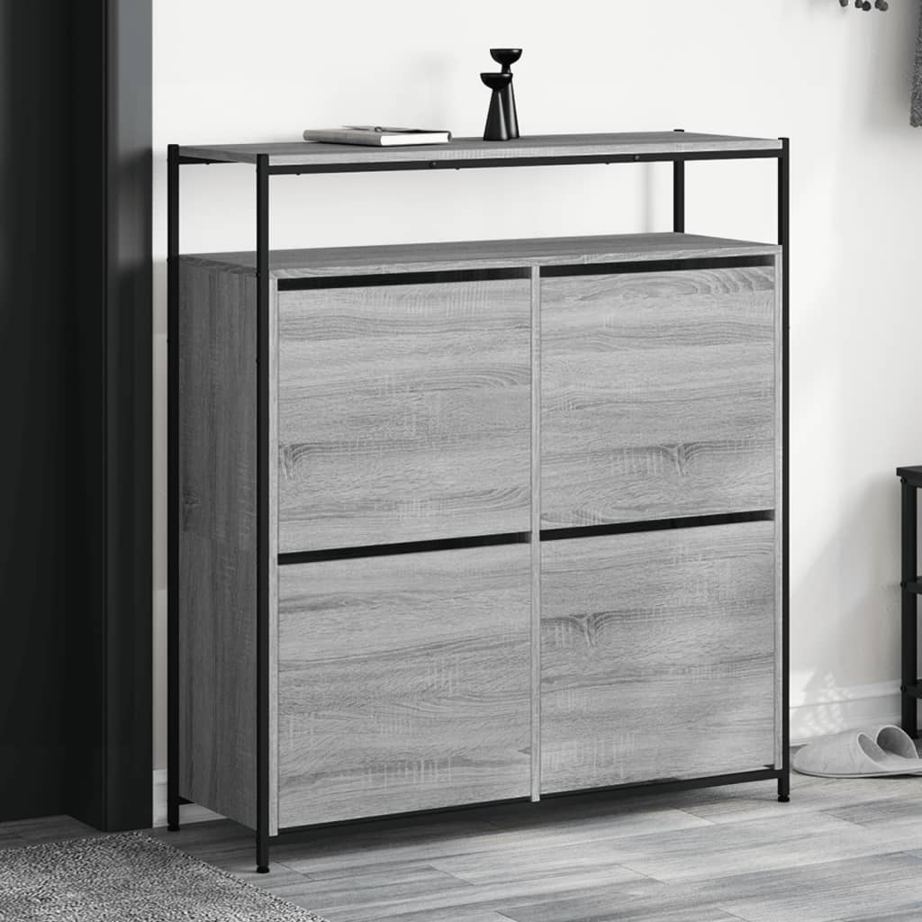 VidaXL Schuhschrank mit 4 klappbaren Schubladen 100x34x112 cm graue Sonoma-Eiche