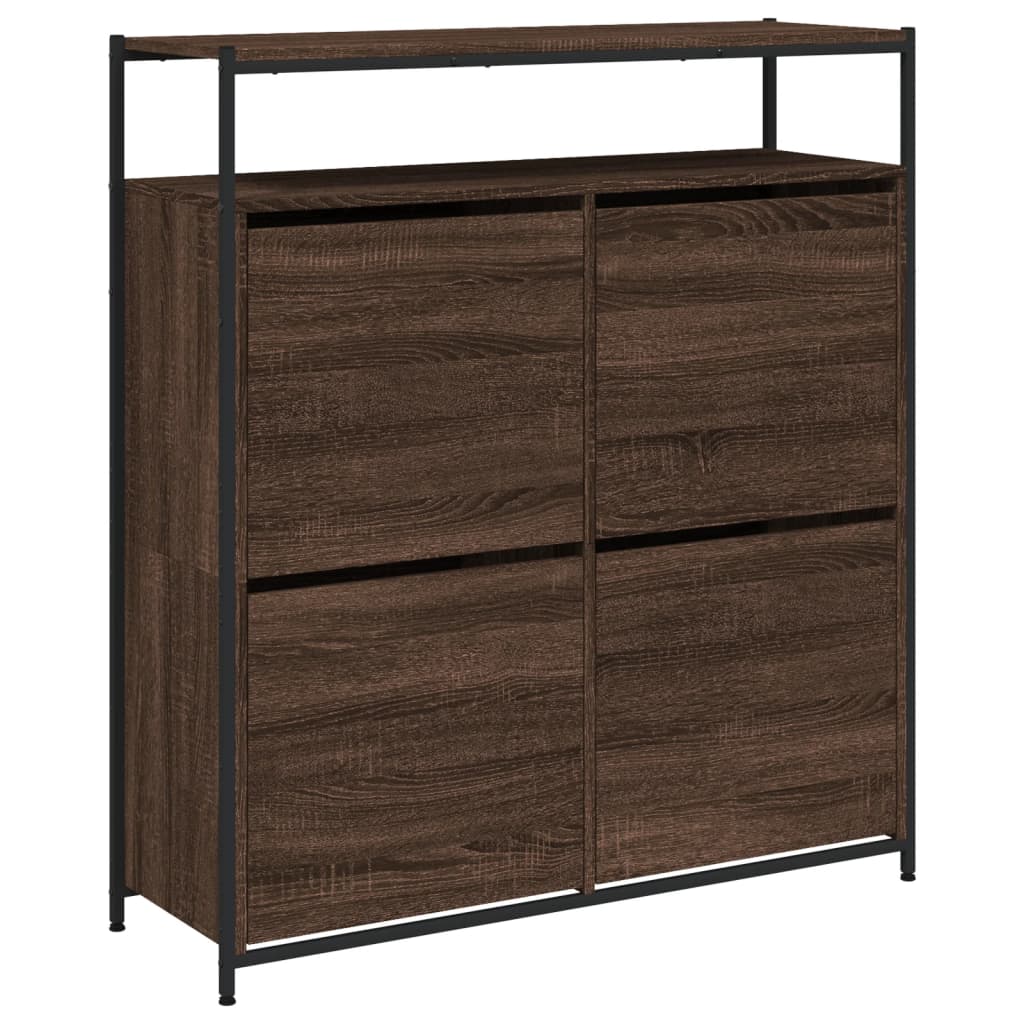 VidaXL Schuhschrank mit 4 klappbaren Schubladen 100 x 34 x 112 cm, Farbe Eiche braun