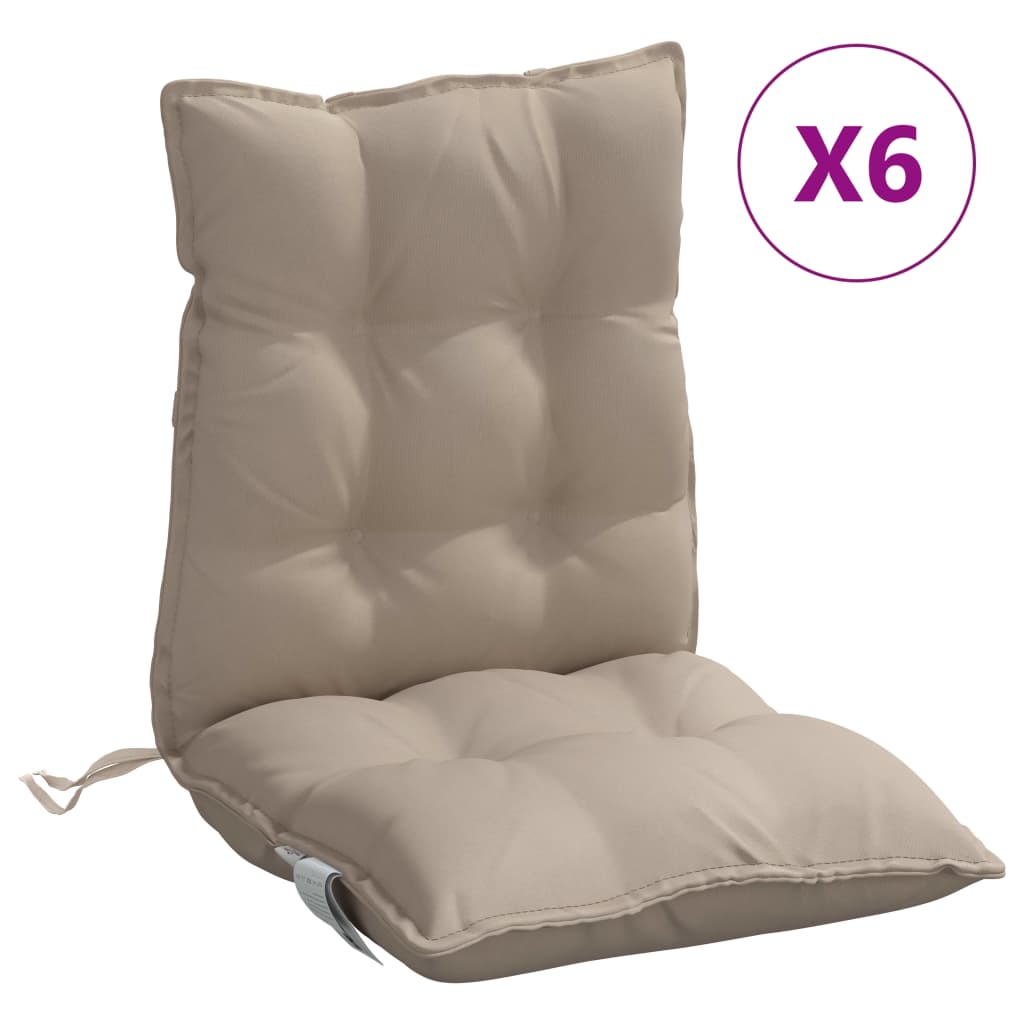VidaXL Stuhlkissen 6 Stück Oxford-Stoff mit niedriger Rückenlehne, taupe