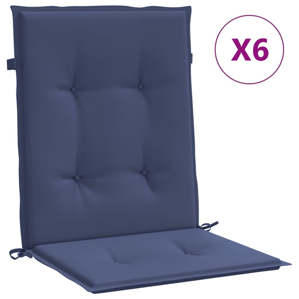 VidaXL Stuhlkissen 6 Stück, Stoff mit niedriger Rückenlehne, marineblau