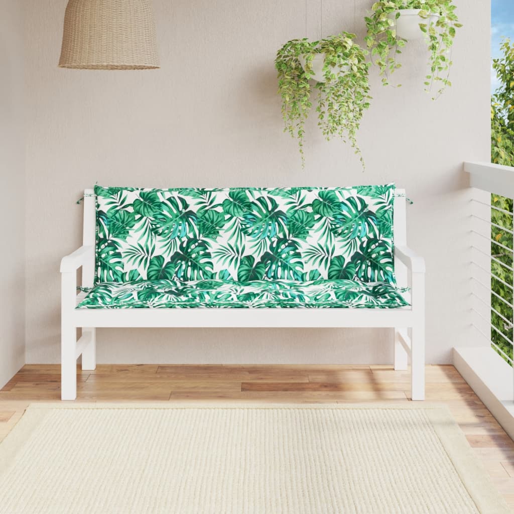 Vidaxx Gartenbankauflagen 2 Stück 150x50x7 cm Oxford-Stoff Blattmuster