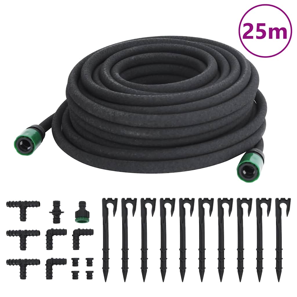 VidaXL Tropfschlauch 0,6'' 25 m Gummi schwarz