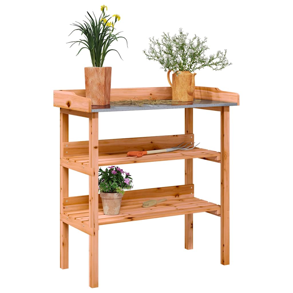 Vidaxx Pflanzentisch mit Regalen 78x38x82,5 cm braunes Kiefernholz