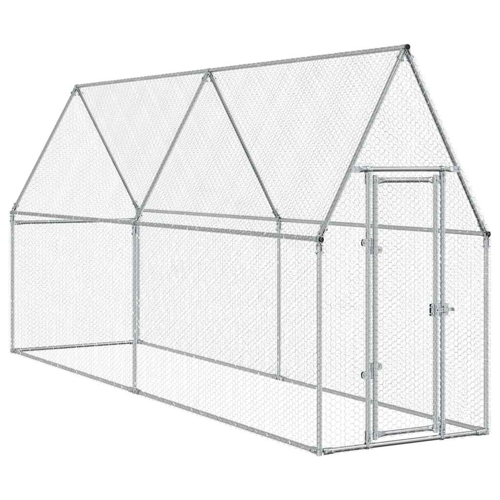 Vidaxx Hühnerstall 400x100x190 cm verzinkter Stahl silberfarben