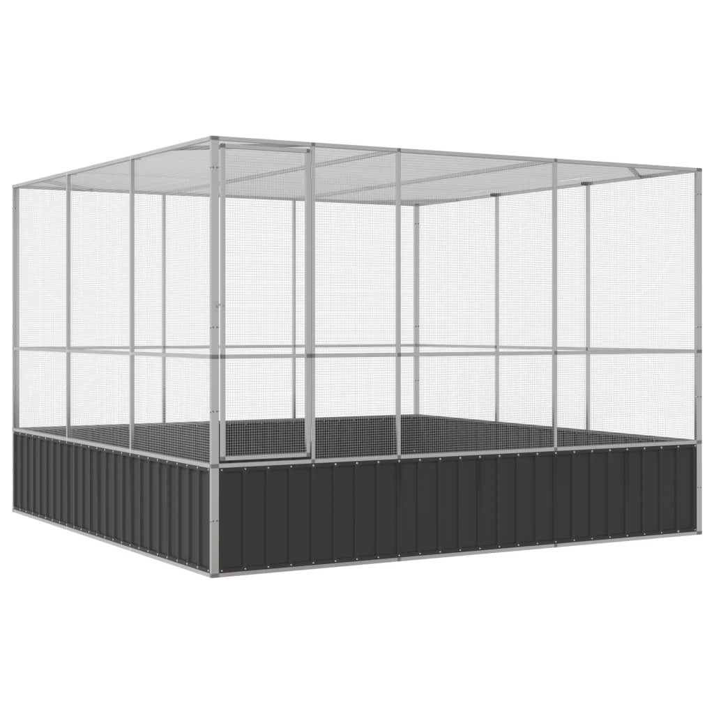 VidaXL Voliere 311x307x212 cm Stahl silber
