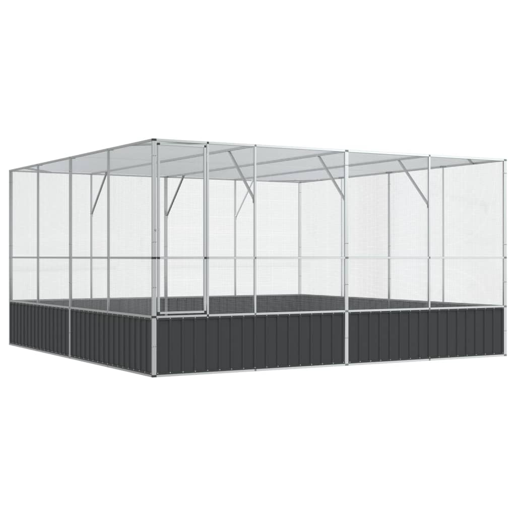 VidaXL Voliere 418x414x212 cm Stahl Silber