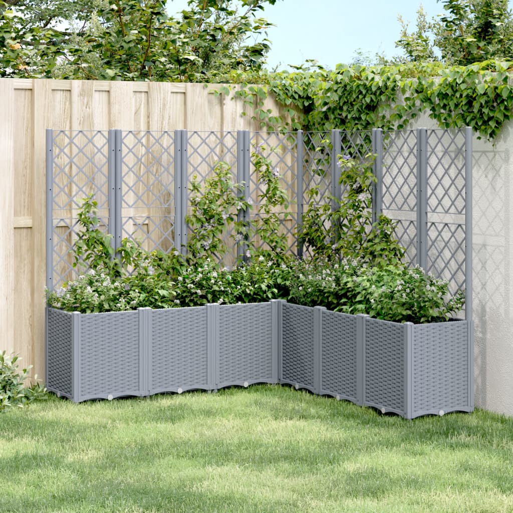VidaXL Pflanzgefäß mit Spalier 160x160x140 cm Polypropylen grau