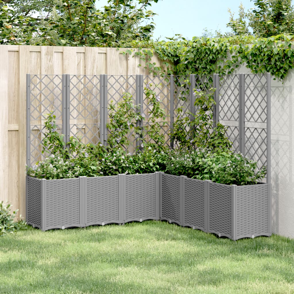 VidaXL Pflanzgefäß mit Gitter 160x160x140 cm Polypropylen hellgrau